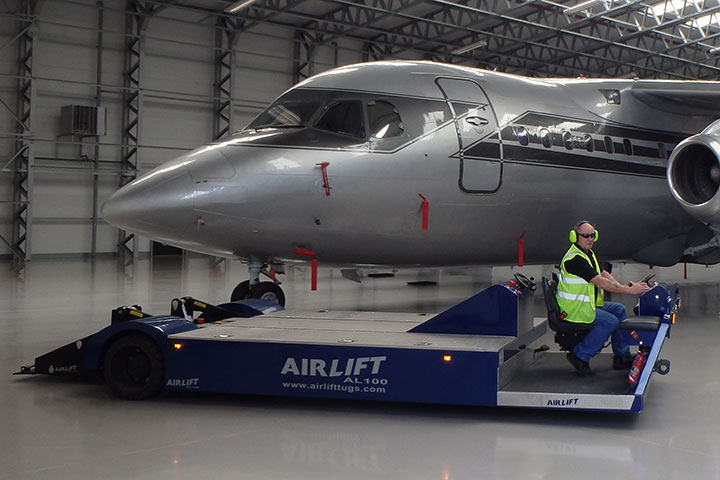 Airlift AL100 twin steer electric towbarless aircraft tug